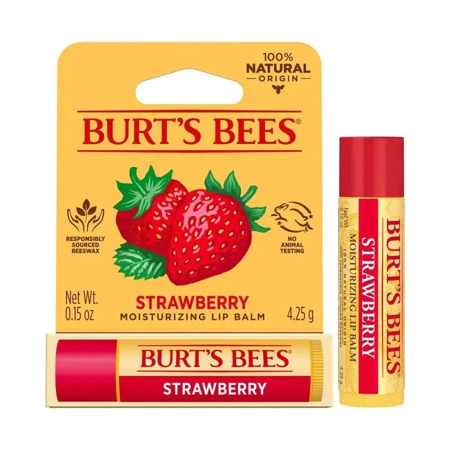 Burt's Bees Strawberry Lip Balm in Blister Box 0.15 oz. Lip Balm