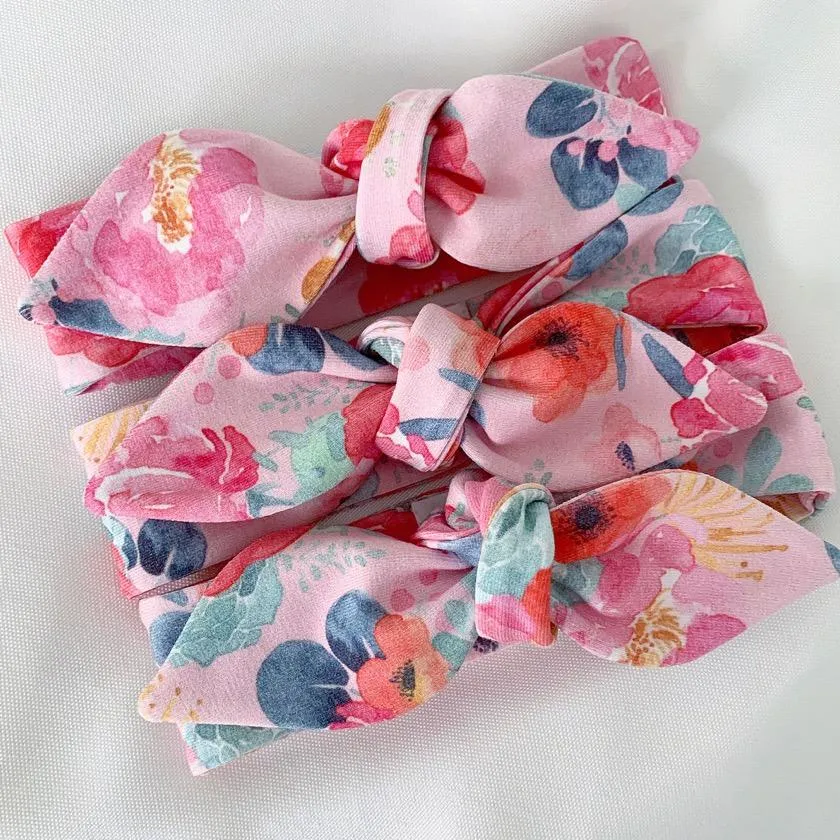 Poppy Pink Top Knot Headband