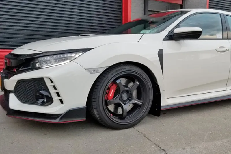 Rally Armor 17  Honda Civic Type R White Mud Flap w/ Black Logo