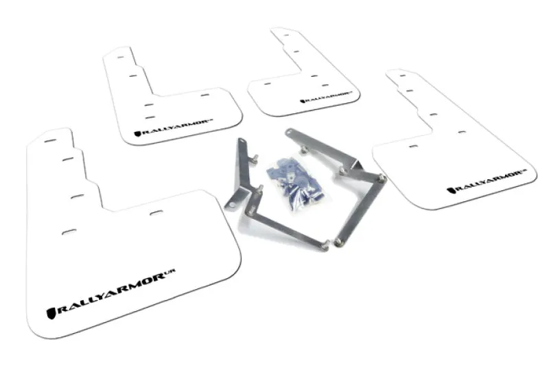 Rally Armor 17  Honda Civic Type R White Mud Flap w/ Black Logo