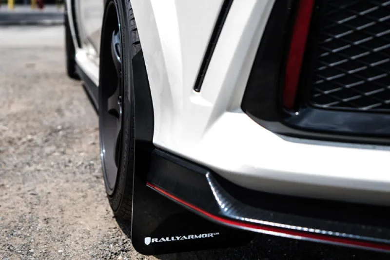 Rally Armor 17  Honda Civic Type R White Mud Flap w/ Black Logo