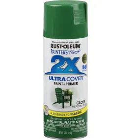 Rust-Oleum Painter's Touch 2X Ultra Cover Gloss Meadow Green Paint Primer Spray Paint 12 oz