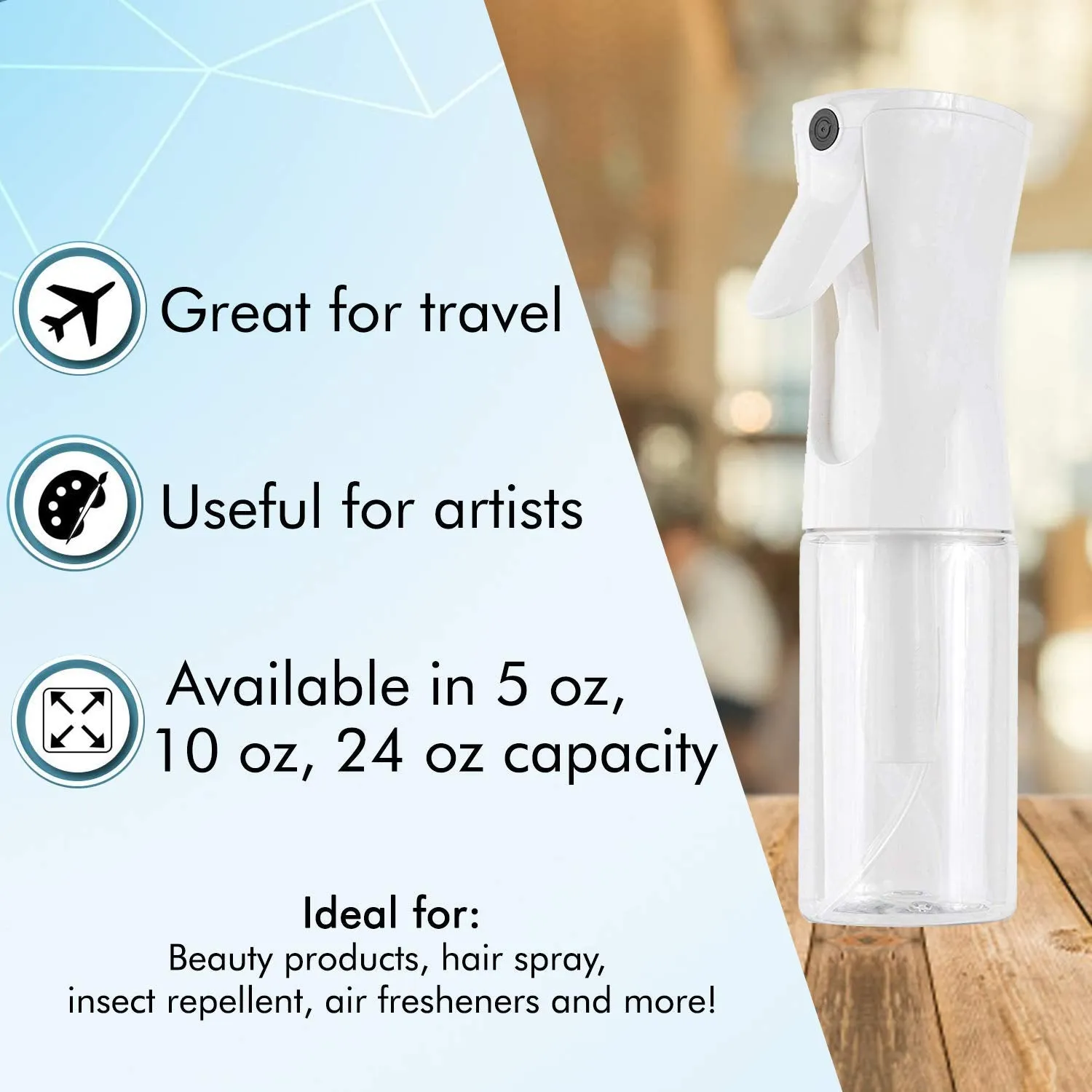 Ultra Fine Continuous Water Mister for Hairstyling, Cleaning, Plants, Misting & Skin Care